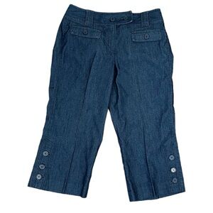 🌸Larry Levine Petite- Navy Stretch Jean Capri's w/ Accent Pockets- Size 6P